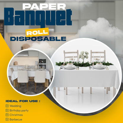 Paper Banquet Roll White Disposable Banqueting Table Cover Cloths - All Sizes