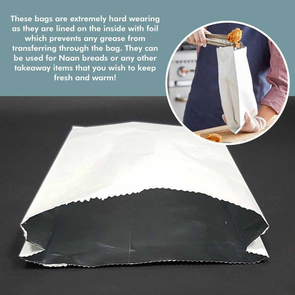 1000x Foil Lined Nan Bags Insulated Foil Food Paper Bags - 7" x 9" x 12"
