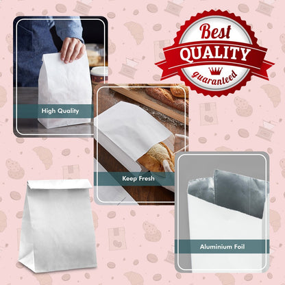 1000x Foil Lined Nan Bags Insulated Foil Food Paper Bags - 7" x 9" x 12"