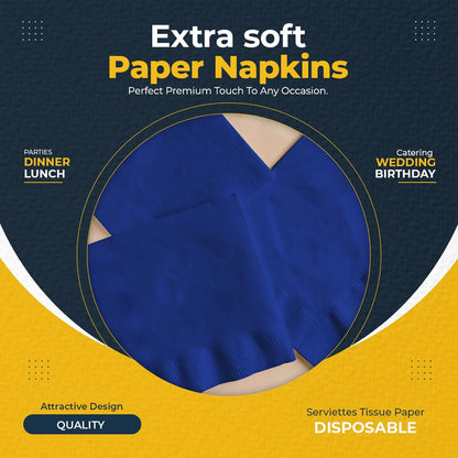 Venuscello Blue Serviettes/Napkins 40cm x 40cm Paper 3ply