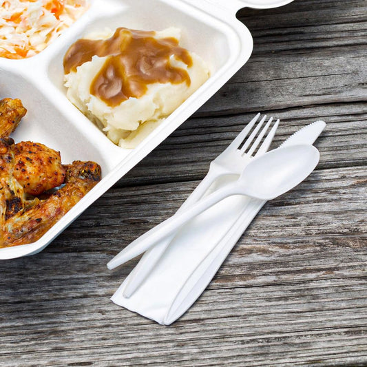 Venuscello Tithe White Heavy Duty Plastic Cutlery Set Washable Reusable Ideal for Party | Kid's Parties | Buffets | Picnics | BBQ's | Weddings | Camping