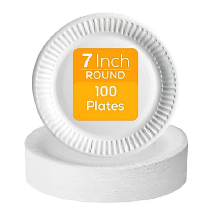 Venuscello® Biodegradable Disposable Paper White Plates – Party and Wedding Plates for Hot and Cold Foods Microwave