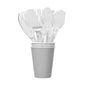 Plastic Cutlery Set Clear Heavy Duty Reusable Spoons Forks Knives Mix Tithe