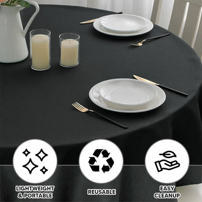 Plastic Table Cloth Reusable Waterproof Wipeable Black Table Cover 84" (213cm)
