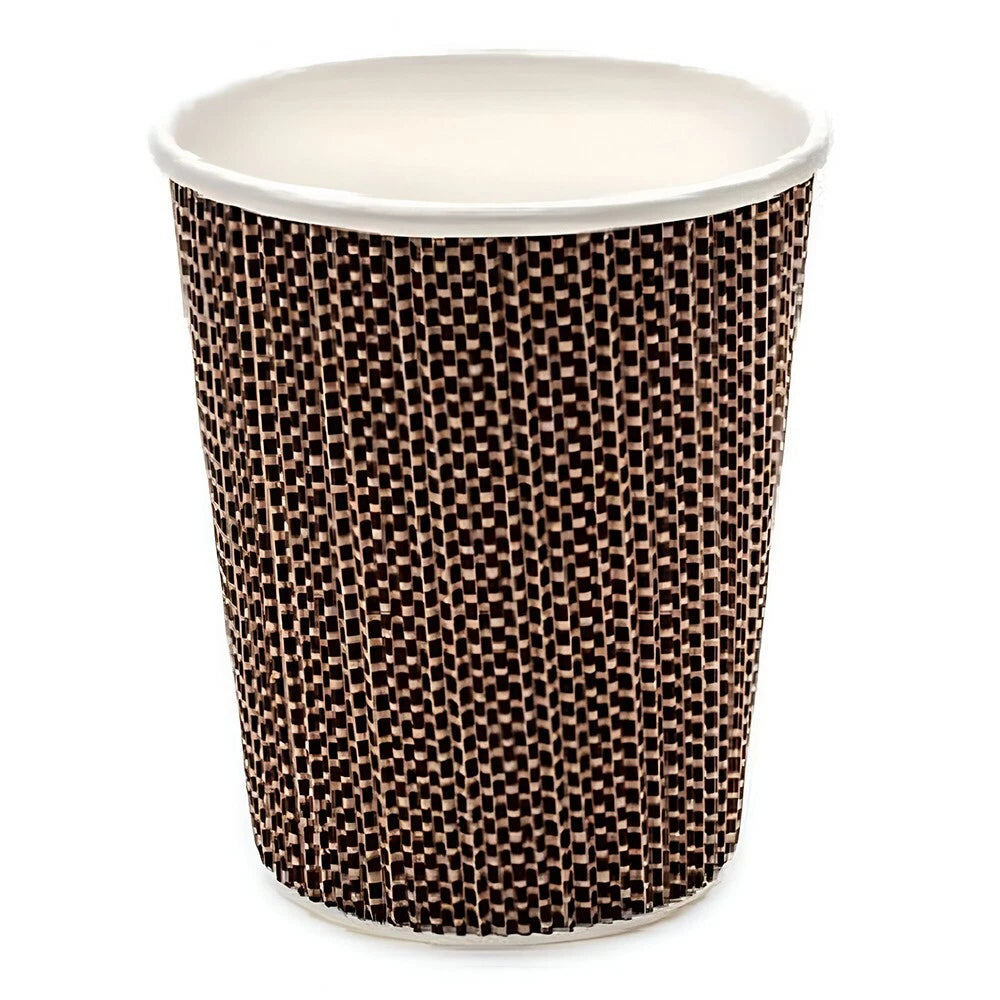 Gold Ripple Wall Disposable Brown Coffee Paper Cups 4oz & 8oz