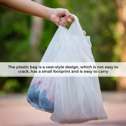 Vest Carrier Bags Reusable White Plastic Carry Bags 8" x 13" x 18" 16mu