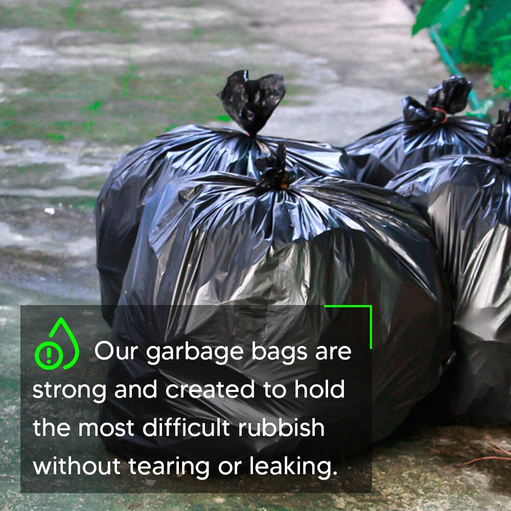 Bin Liner Bags Black Wastage Rubbish Refuse Sacks 14" x 32" x 30" 20mu 50ltr