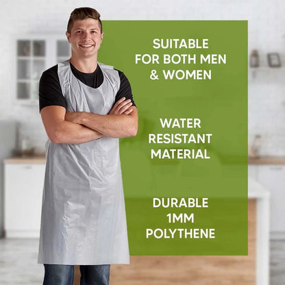 Disposable Plastic Apron White PPE Waterproof Apron 1000pcs 45" x 27"