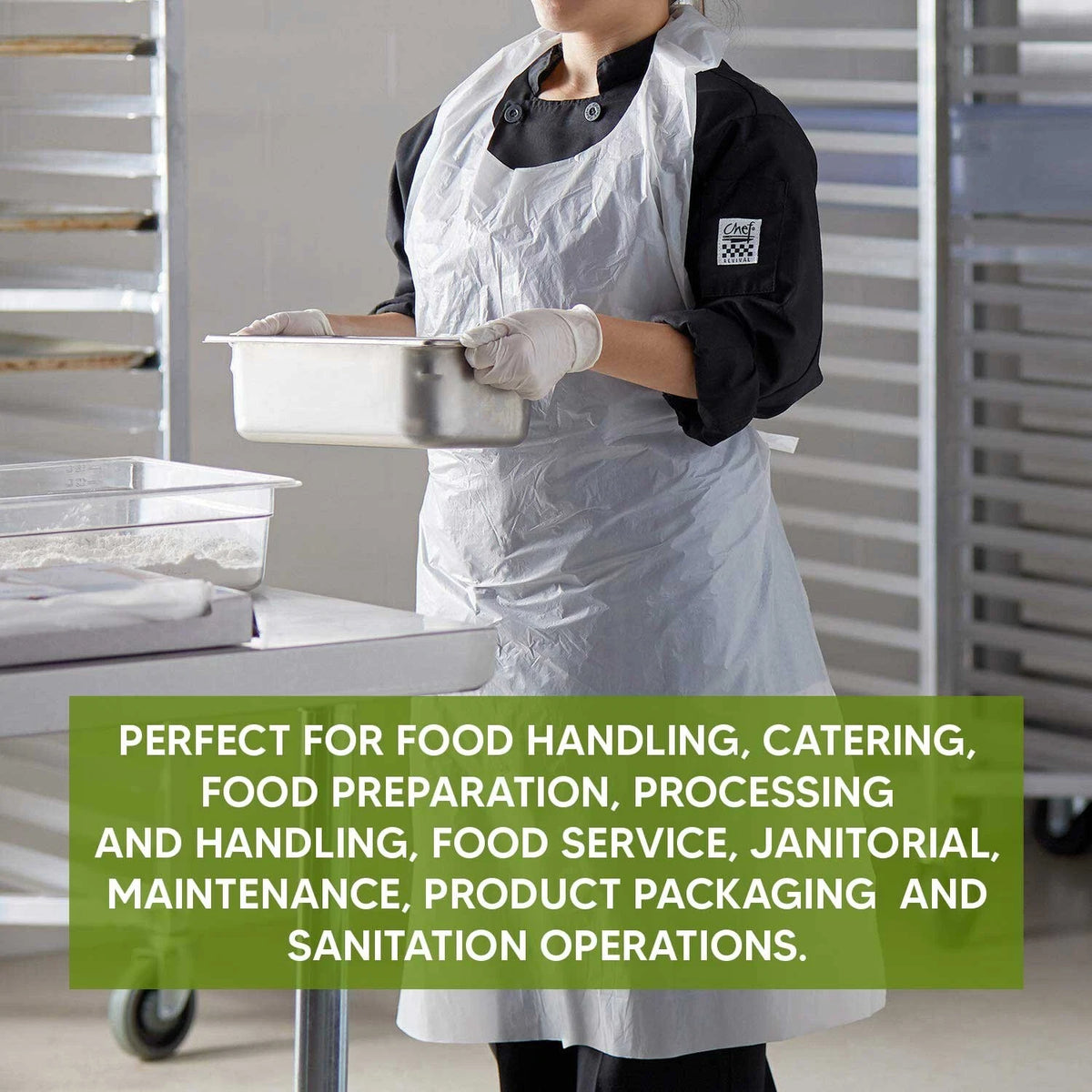 Disposable Plastic Apron White PPE Waterproof Apron 1000pcs 45" x 27"