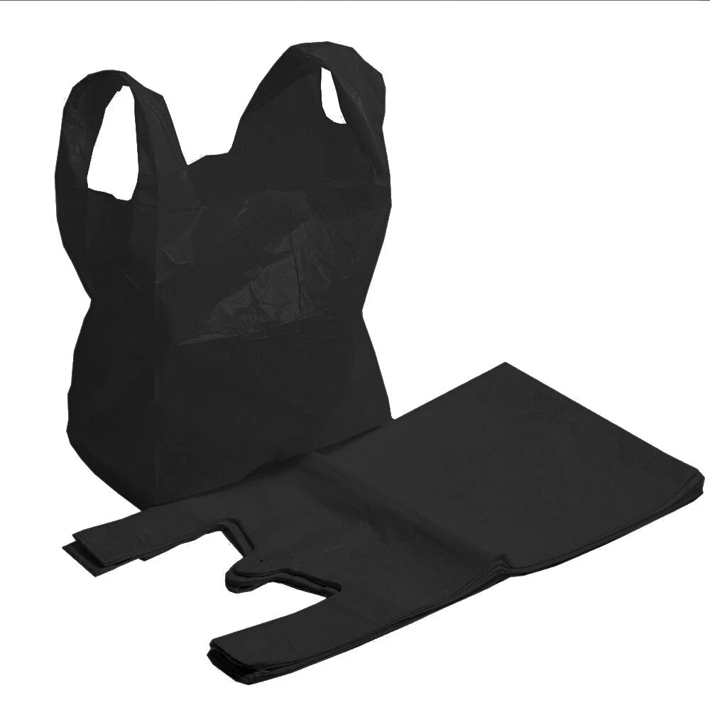 Vest Carrier Bags Reusable Supermarket Plastic Carry Bags 11" x 17" x 21" 18mu