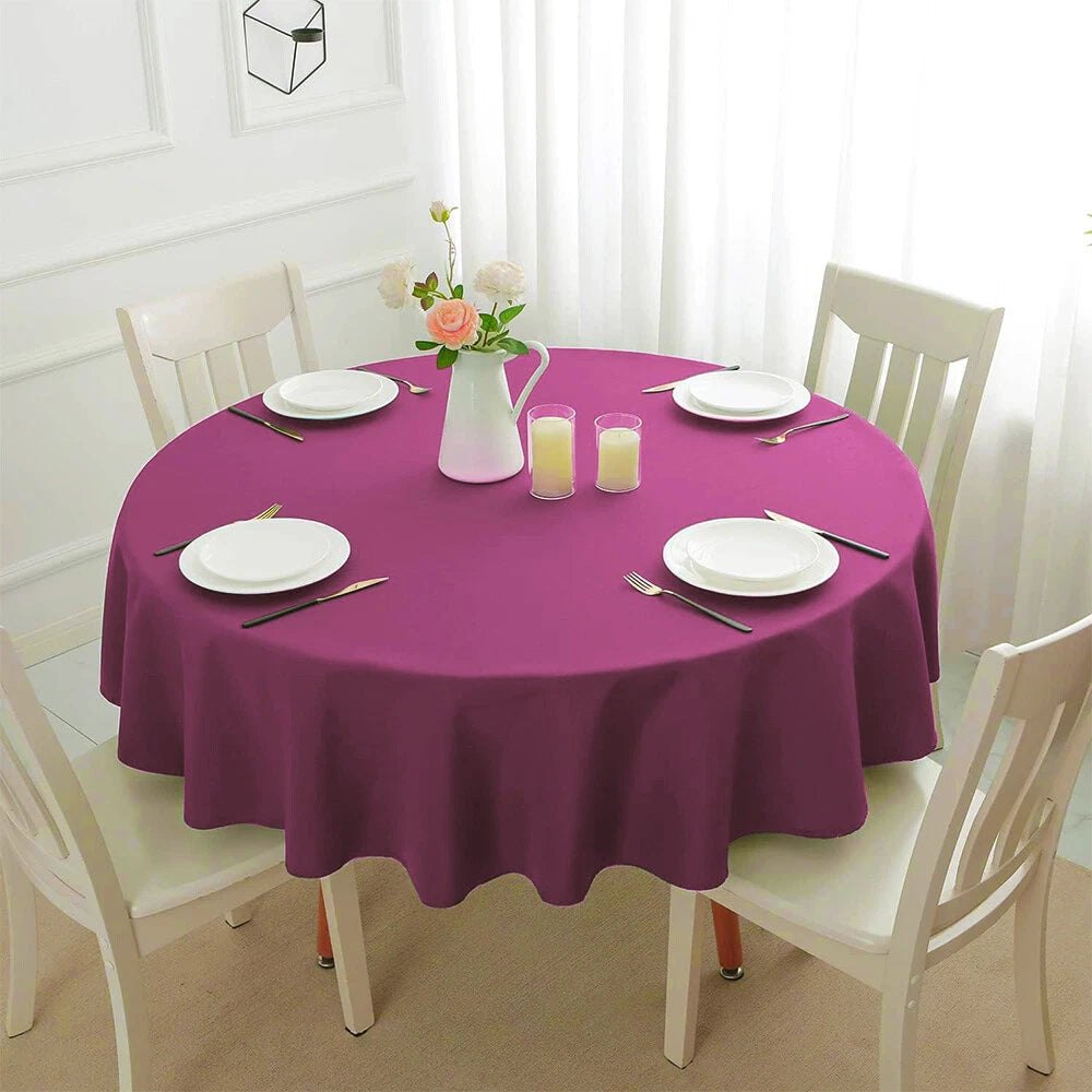Plastic Table Cloth Reusable Waterproof Wipeable Burgundy Table Cover 84"