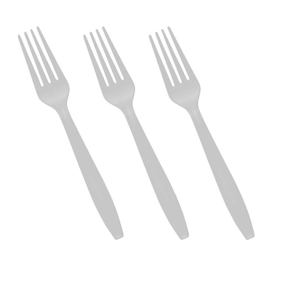 Plastic Cutlery Set White Heavy Duty Reusable Spoons Forks Knives Mix Tithe