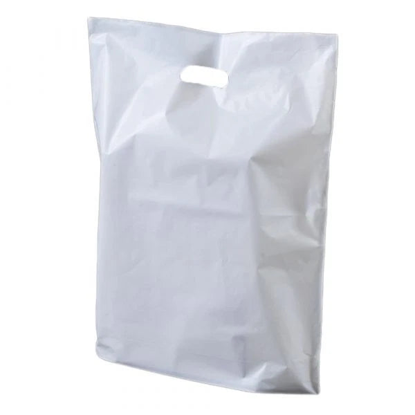 White / Blue Patch Handle Bag 10 x 15 x 18 | Pack 2000