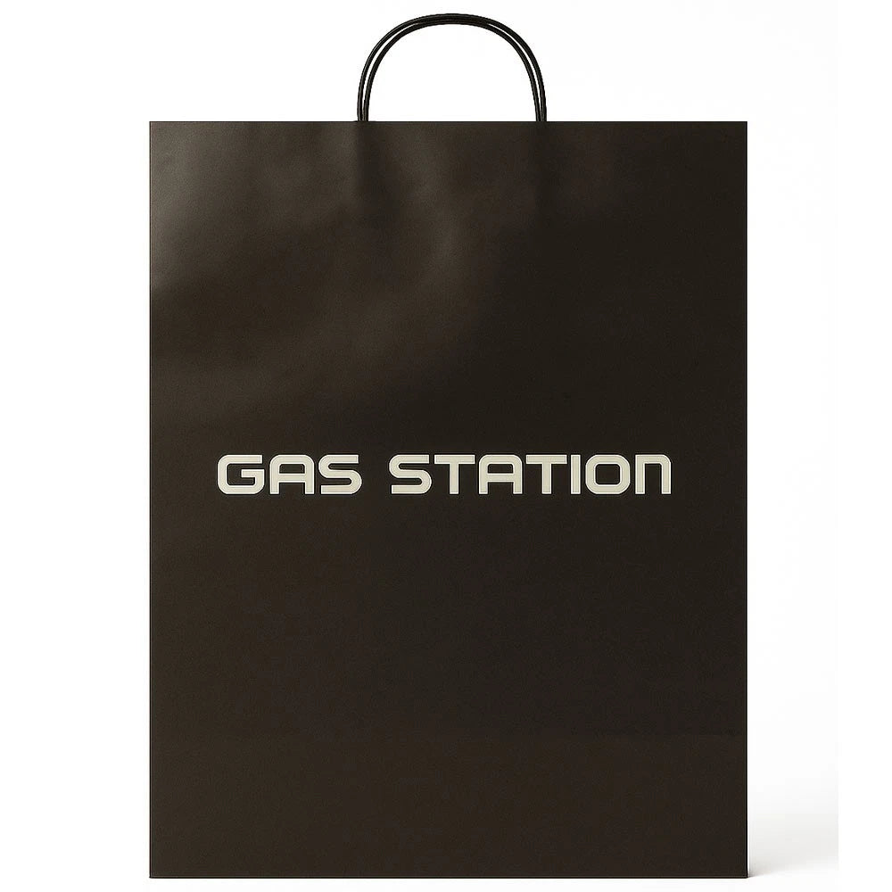 Twisted Handle Bags Black Gas Station Printed Shopping Paper Carrier Bags