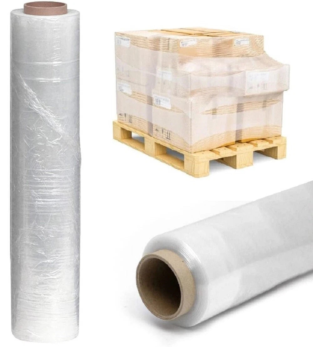 6 x Pallet Stretch Shrink Wrap Clear Cling Film Non Extended 400mm x 23mu 750g