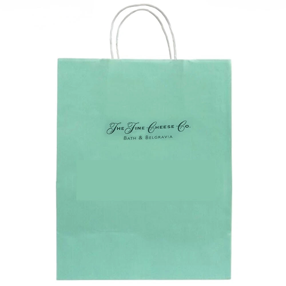 250 x Rope Handle Paper Carrier Bags The Fine Cheese Printed 26cm x 36cm x 12cm