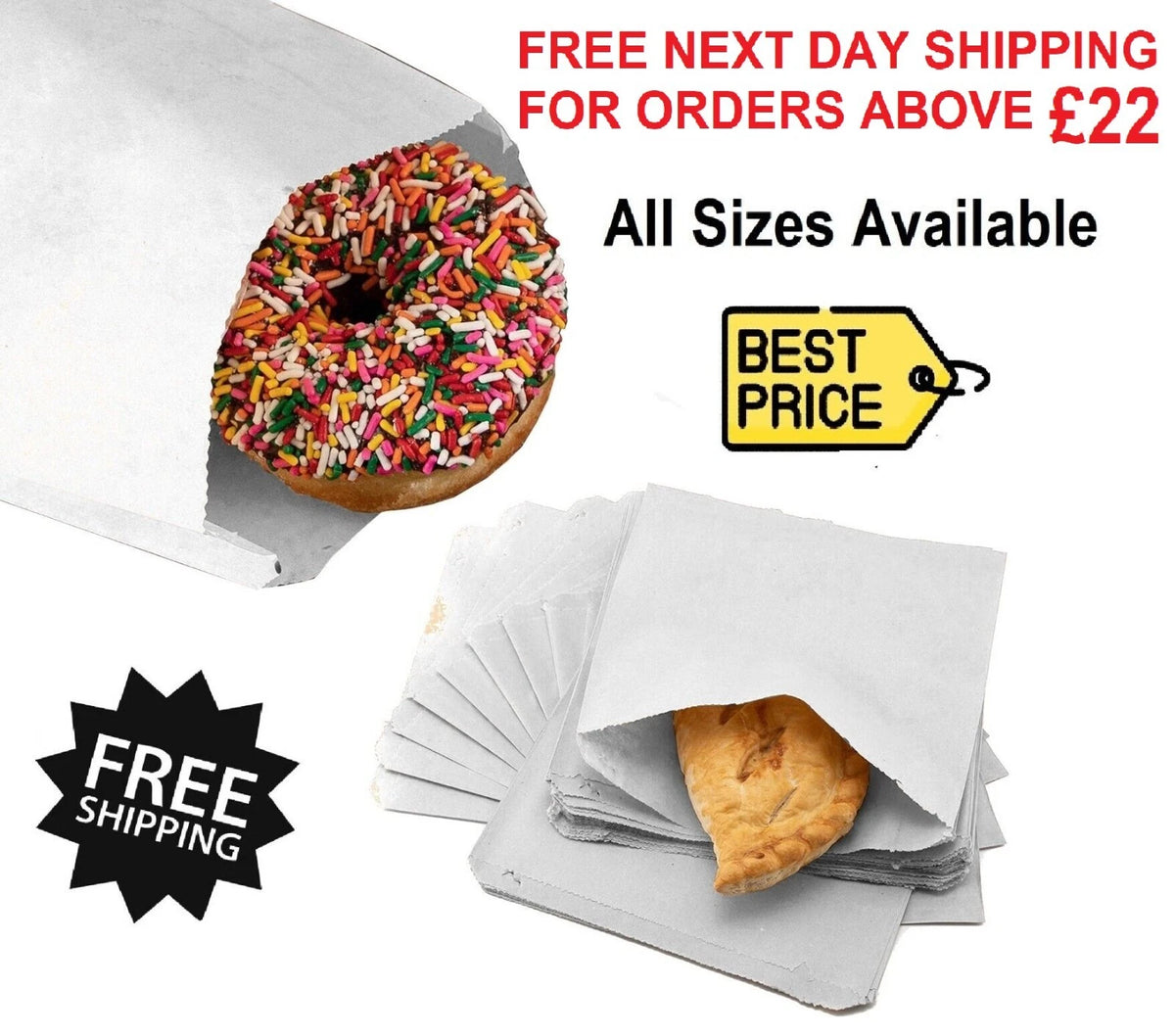 White Sulphite Strung Paper Food Bag for Sandwich Dessert Grocery Sandwich Sweet