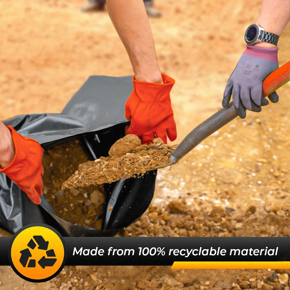 Rubble Sacks Black Refuse Bags 20" x 30" 500Gauge Builder Bags for Construction Site Garden & Builder Waste