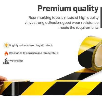 12 x Floor Marking Tape Hazard Warning Black & Yellow Caution Tape 50mm x 33m