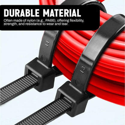 200 x Heavy Duty Zip Cable Tie Adjustable Black for Organize Cables 250 x 4.6mm