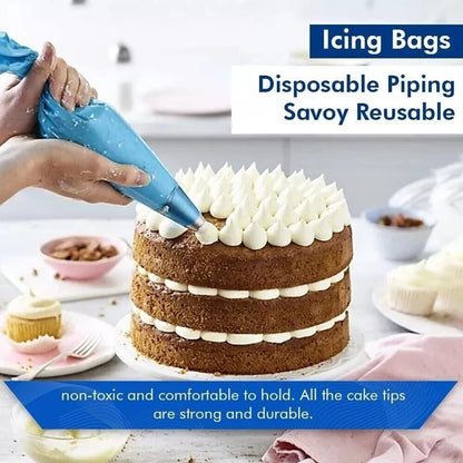10 x Disposable Icing Piping Bags Blue Sticky Cake Decoration Bag 21"