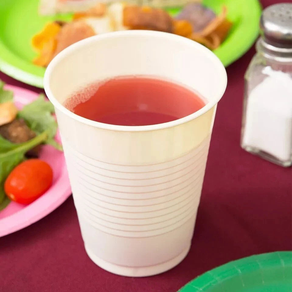 Reusable Plastic Cups White Vending Water Drinking Parties Catering Wedding 7oz