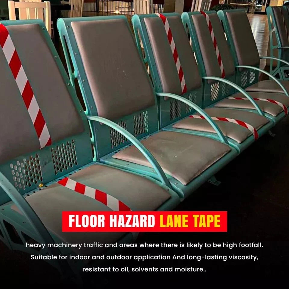 72 x Floor Marking Tape Hazard Warning Red & White Caution Tape 48mm x 33m