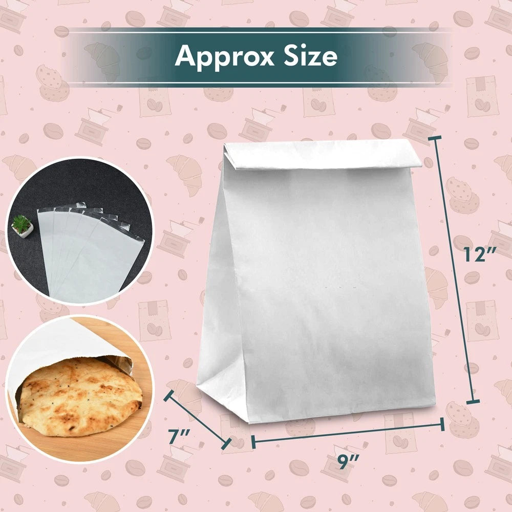 Foil Lined Nan Bags Insulated Foil Food Paper Bags - 7" x 9" x 12"