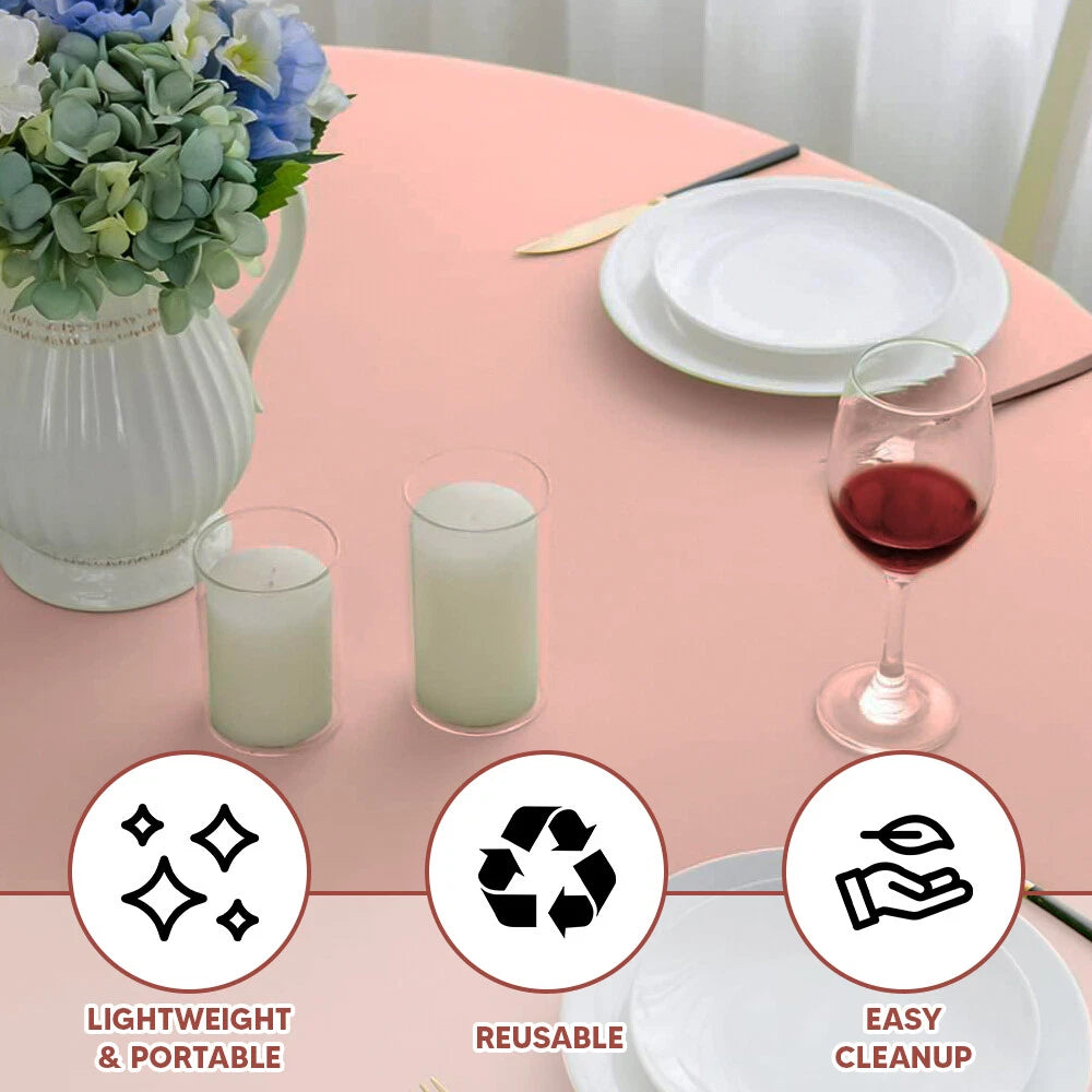 Plastic Table Cloth Reusable Waterproof Wipeable Pink Table Protector Cover 84"