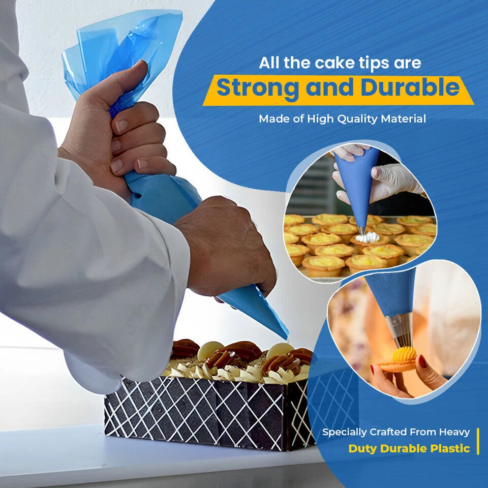 Disposable Icing Piping Bags Blue Sticky Savoy Cake Decoration Pastry Bag 21"
