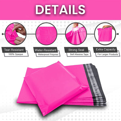 100 x Polythene Mailing Bags Self Seal Pink Postage Bag 10" x 14" / 12" x 16"