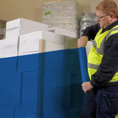 6 x Pallet Stretch Shrink Wrap Blue Wrapping Film Extended - 400mm x 250m 23mu