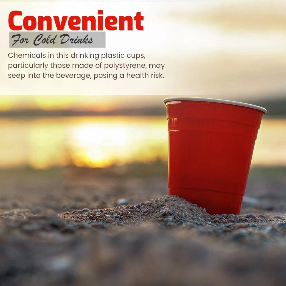 Reusable Plastic Cups Red Vending Water Drinking Parties Catering Weddings