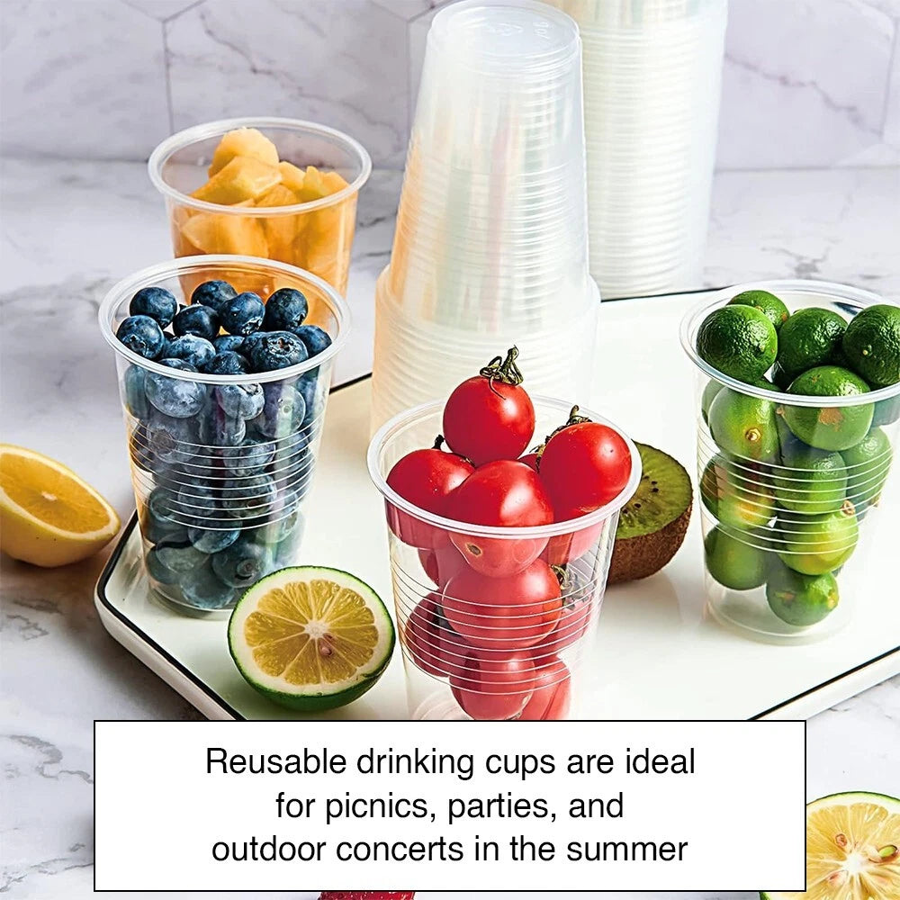 Reusable Plastic Cups Clear Vending Water Drinking Parties Catering Weddings 7oz