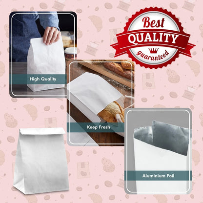 Foil Lined Nan Bags Insulated Foil Food Paper Bags - 7" x 9" x 12"