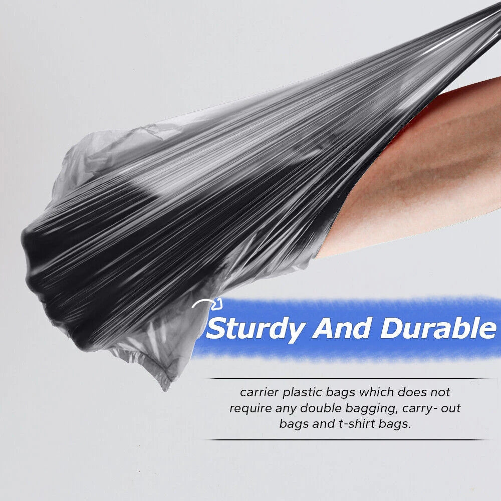 Vest Carrier Bags Reusable Black Plastic Carry Bags 11" x 17" x 21" 18mu