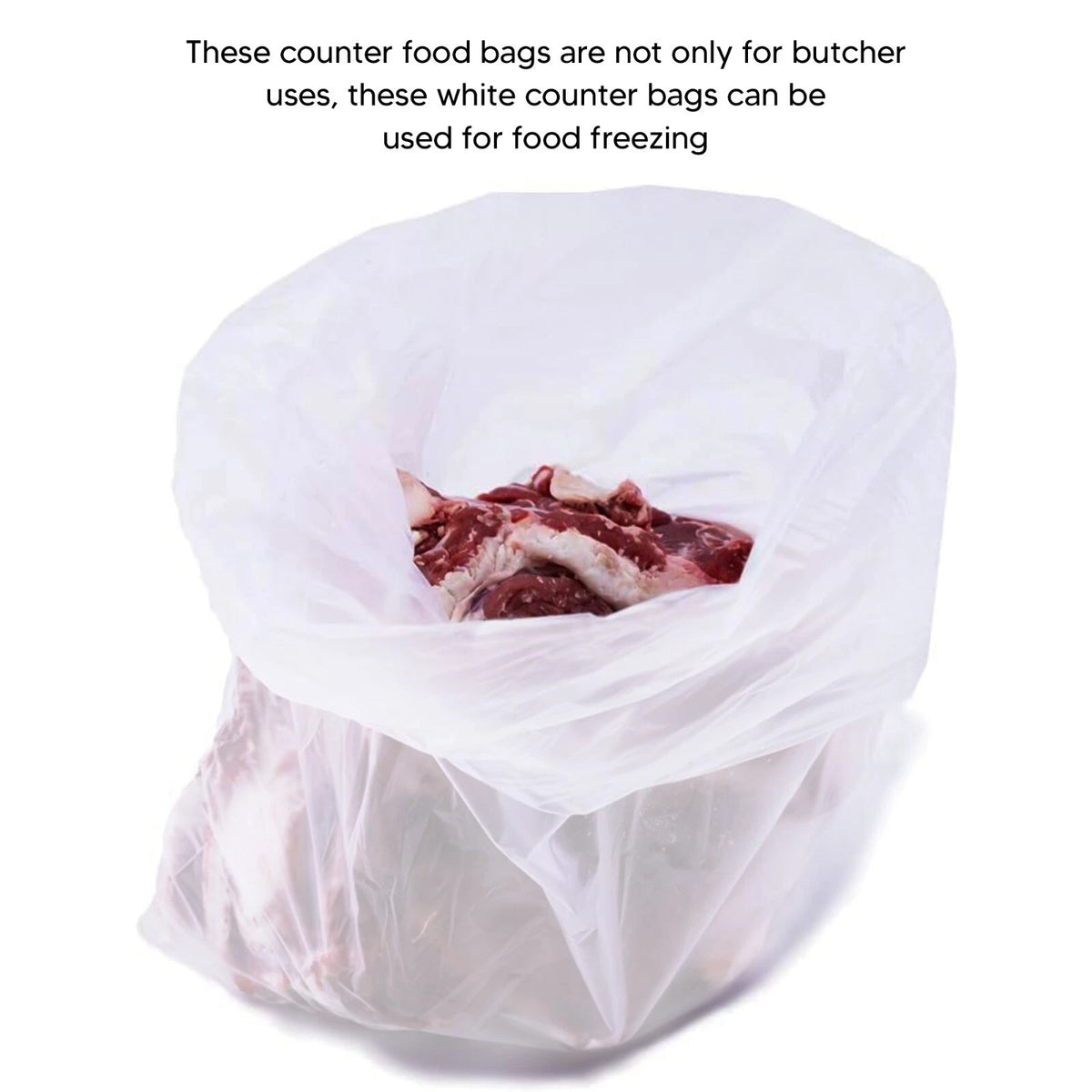 10000 x White HDPE Counter Bags for Meat Storage Freezing - All Sizes