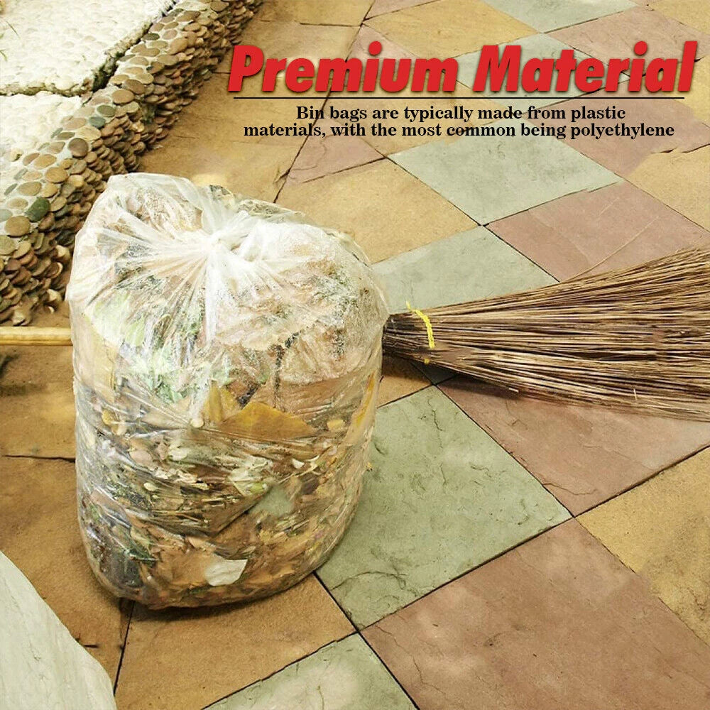 100 x Clear Bin Bags Heavy Duty Rubbish Garbage Trash Bin Bags for Wastage