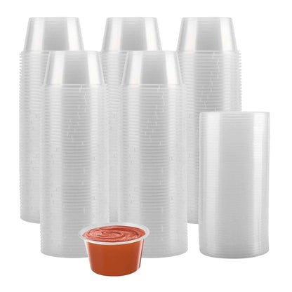 Reusable Clear Plastic Round Food Container with Lid for Sauce Deep - All Sizes