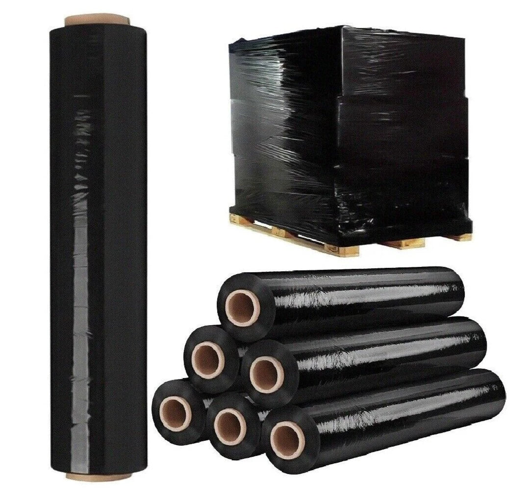 Pallet Stretch Shrink Wrap Black Wrapping Film Non Extended 400mm x 200m 17mu