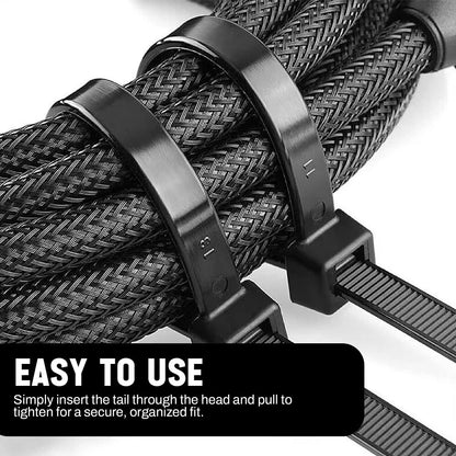 200 x Heavy Duty Zip Cable Tie Adjustable Black for Organize Cables 250 x 4.6mm