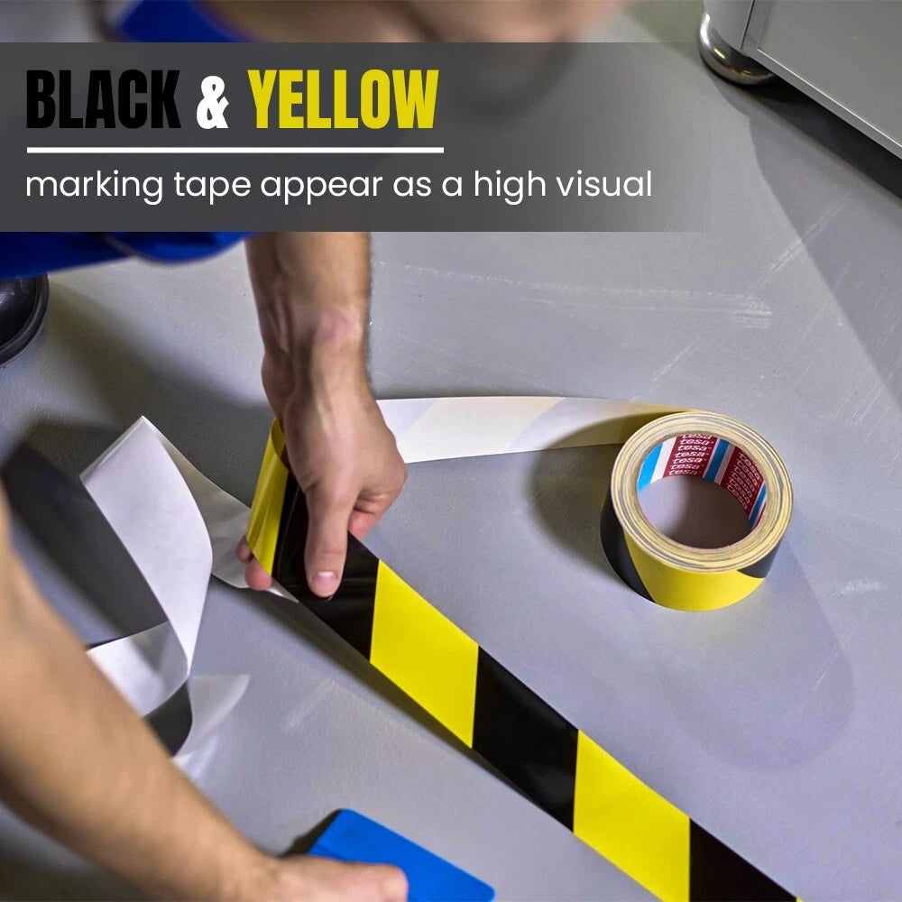 6 x Floor Marking Tape Hazard Warning Black & Yellow Caution Tape 50mm x 33m